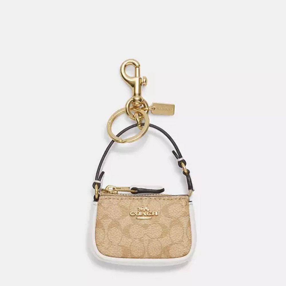 Coach Gold and Tan Keychain Holder